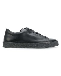 schwarze Leder niedrige Sneakers von Jil Sander