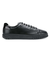 schwarze Leder niedrige Sneakers von Salvatore Ferragamo