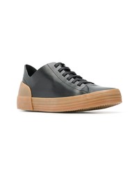 schwarze Leder niedrige Sneakers von Del Carlo