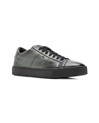 schwarze Leder niedrige Sneakers von Santoni