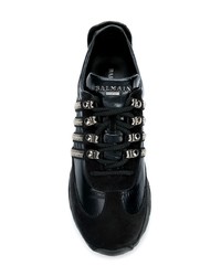 schwarze Leder niedrige Sneakers von Balmain