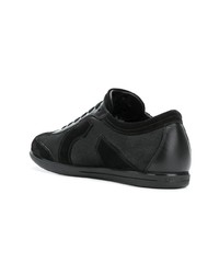 schwarze Leder niedrige Sneakers von Salvatore Ferragamo