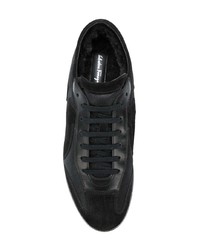 schwarze Leder niedrige Sneakers von Salvatore Ferragamo