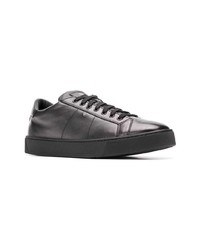 schwarze Leder niedrige Sneakers von Santoni