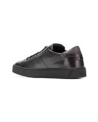 schwarze Leder niedrige Sneakers von Santoni