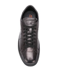 schwarze Leder niedrige Sneakers von Santoni