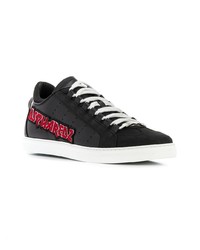 schwarze Leder niedrige Sneakers von DSQUARED2