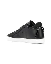 schwarze Leder niedrige Sneakers von DSQUARED2