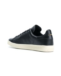 schwarze Leder niedrige Sneakers von Tom Ford