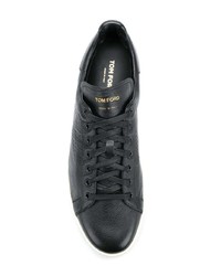 schwarze Leder niedrige Sneakers von Tom Ford