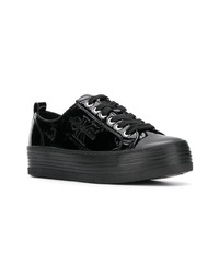 schwarze Leder niedrige Sneakers von Calvin Klein Jeans