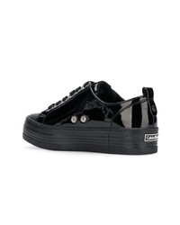 schwarze Leder niedrige Sneakers von Calvin Klein Jeans