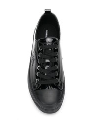 schwarze Leder niedrige Sneakers von Calvin Klein Jeans