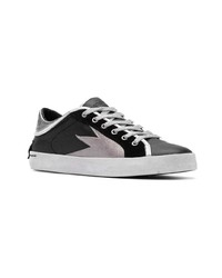 schwarze Leder niedrige Sneakers von Crime London