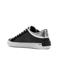 schwarze Leder niedrige Sneakers von Crime London