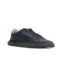 schwarze Leder niedrige Sneakers von Jil Sander