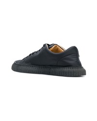 schwarze Leder niedrige Sneakers von Jil Sander