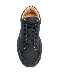 schwarze Leder niedrige Sneakers von Jil Sander