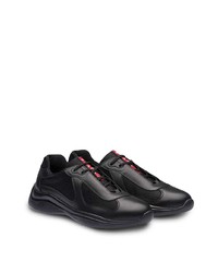 schwarze Leder niedrige Sneakers von Prada