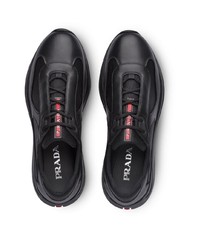 schwarze Leder niedrige Sneakers von Prada