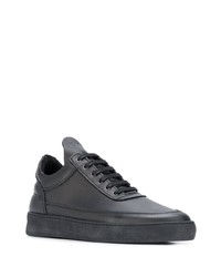 schwarze Leder niedrige Sneakers von Filling Pieces