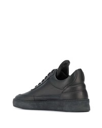 schwarze Leder niedrige Sneakers von Filling Pieces