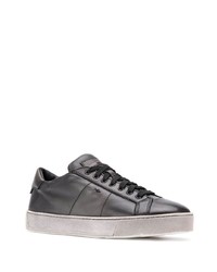 schwarze Leder niedrige Sneakers von Santoni