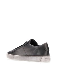 schwarze Leder niedrige Sneakers von Santoni