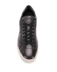 schwarze Leder niedrige Sneakers von Santoni