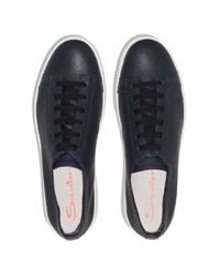 schwarze Leder niedrige Sneakers von Santoni