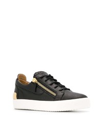 schwarze Leder niedrige Sneakers von Giuseppe Zanotti