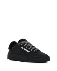 schwarze Leder niedrige Sneakers von DSQUARED2