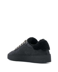 schwarze Leder niedrige Sneakers von DSQUARED2