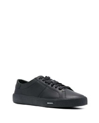 schwarze Leder niedrige Sneakers von Diesel