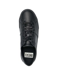 schwarze Leder niedrige Sneakers von Diesel