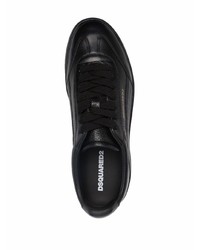 schwarze Leder niedrige Sneakers von DSQUARED2