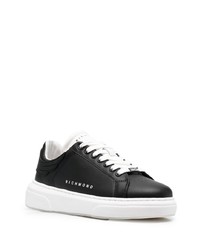 schwarze Leder niedrige Sneakers von John Richmond