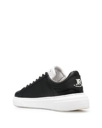 schwarze Leder niedrige Sneakers von John Richmond