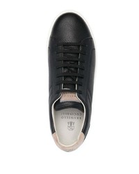 schwarze Leder niedrige Sneakers von Brunello Cucinelli