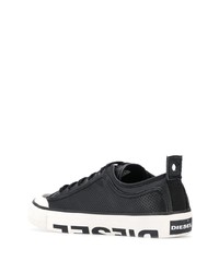 schwarze Leder niedrige Sneakers von Diesel