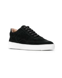 schwarze Leder niedrige Sneakers von Filling Pieces