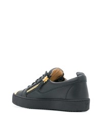 schwarze Leder niedrige Sneakers von Giuseppe Zanotti