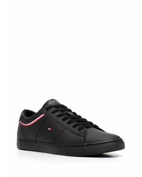 schwarze Leder niedrige Sneakers von Tommy Hilfiger