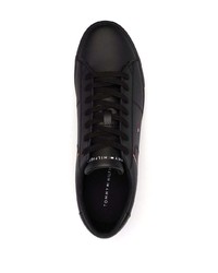 schwarze Leder niedrige Sneakers von Tommy Hilfiger