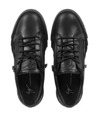 schwarze Leder niedrige Sneakers von Giuseppe Zanotti