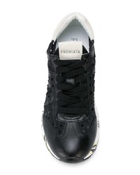 schwarze Leder niedrige Sneakers von White Premiata