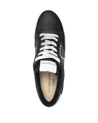 schwarze Leder niedrige Sneakers von Philippe Model Paris