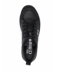 schwarze Leder niedrige Sneakers von VERSACE JEANS COUTURE