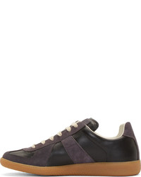 schwarze Leder niedrige Sneakers