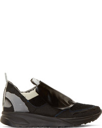 schwarze Leder niedrige Sneakers von Maison Margiela